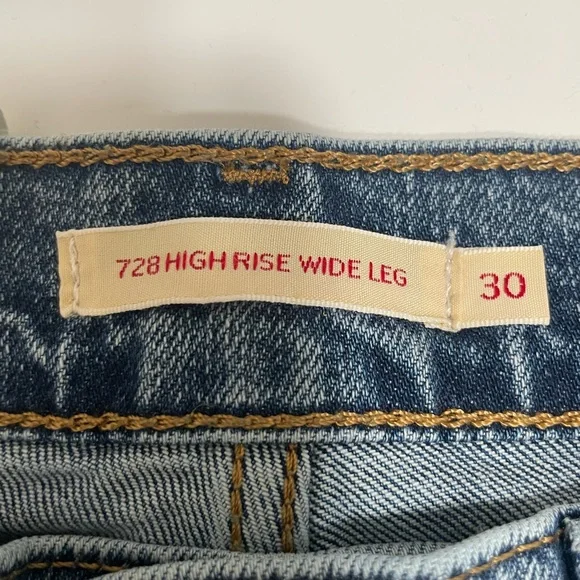 Levi's Blue 728 High Rise Wide-Leg Jeans - Picture 4 of 6